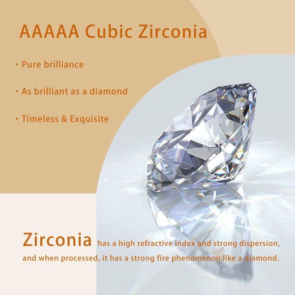 6 Pairs Stainless Steel 18K Gold Plated Cubic Zirconia Stud Earrings for Women M - Picture 4 of 7